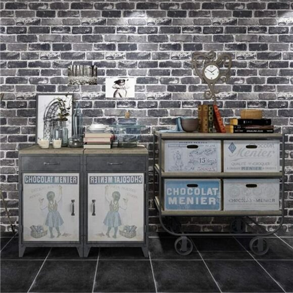 Grey Brick Peel and Stick Wallpaper Self Adhesive Vinyl Contact Paper Roll - Picture 4 of 8